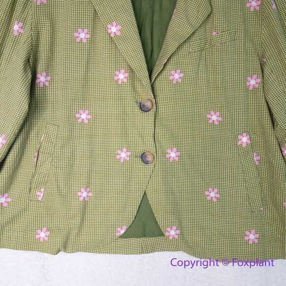 New! Free People Cali Printed Blazer - Moss Combo, size S - Picture 6 of 16